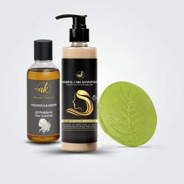 AK Organic Hair Oil + Shampoo + Neem/Acne Soap